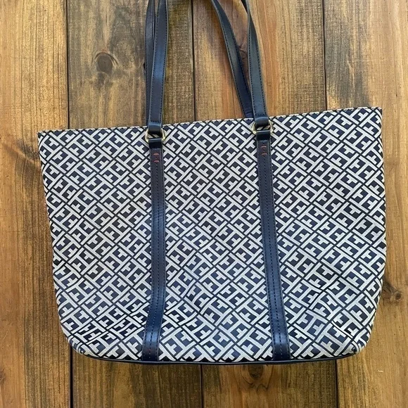 tommy Hilfiger Large Tote Shoulder Handbag Purse Blue - Picture 6 of 10